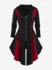 Hooded Lace Up Grommets Colorblock Gothic Coat -  
