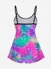 Galaxy Glitter Flower Print Boyleg Tankini Swimsuit (Adjustable Shoulder Strap) -  