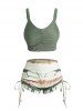 Vacation Tie Dye Print Cinched Ruched Boyshorts Mix And Match Tankini Swimwear -  