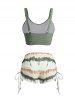 Vacation Tie Dye Print Cinched Ruched Boyshorts Mix And Match Tankini Swimwear -  
