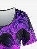 Plus Size Flower Print Short Sleeves T-shirt -  