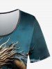 Gothic Dragon Ombre Print Short Sleeves T-shirt -  