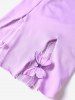 Plus Size Butterfly Lace Panel Pockets Capri Pants -  