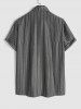 Chemise à Rayure Verticale Imprimée Boucle à Goutte Epaule avec Poche à Rabat Design - Gris XXL