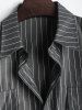 Chemise à Rayure Verticale Imprimée Boucle à Goutte Epaule avec Poche à Rabat Design - Gris XXL