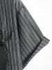Chemise à Rayure Verticale Imprimée Boucle à Goutte Epaule avec Poche à Rabat Design - Gris XXL