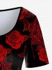 Robe T-shirt Ligne A Gothique Rose Crâne Imprimés - Rouge 1X | US 14-16