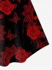 Gothic Skull Rose Print A Line Tee Dress -  