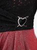 Plus Size Surplice Heart Buckle Buttons Hollow Out T-shirt -  