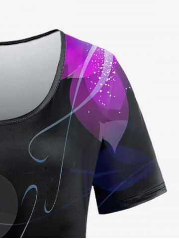 Plus Size Glitter Flower Print T-shirt