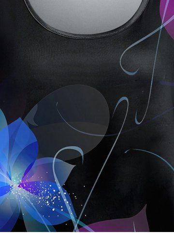 Plus Size Glitter Flower Print T-shirt