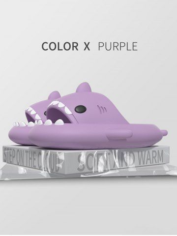 Funny Cute Style Cartoon Shark Shape Indoor Home Chunky Style Cloud Slides Slippers for Men and Women - PURPLE - EU (40-41)