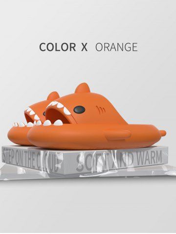 Funny Cute Style Cartoon Shark Shape Indoor Home Chunky Style Cloud Slides Slippers for Men and Women - ORANGE - EU (38-39)