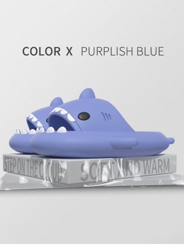 Funny Cute Style Cartoon Shark Shape Indoor Home Chunky Style Cloud Slides Slippers for Men and Women - DEEP BLUE - EU (40-41)