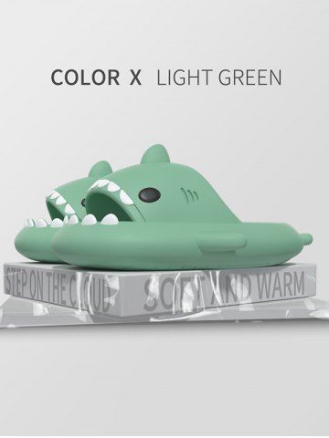 Funny Cute Style Cartoon Shark Shape Indoor Home Chunky Style Cloud Slides Slippers for Men and Women - LIGHT GREEN - EU (42-43)