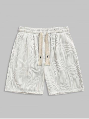 Textured Knitted Sports Casual Shorts - WHITE - S