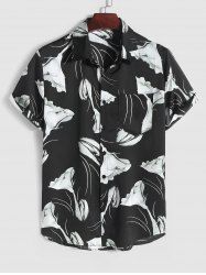 Flowers Pattern Silky Short Sleeves Shirt -  