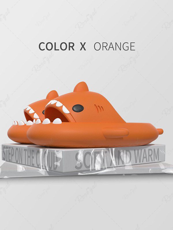 Shop Funny Cute Style Cartoon Shark Shape Indoor Home Chunky Style Cloud Slides Slippers for Men and Women  
