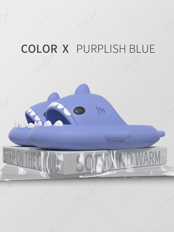 Cheap Funny Cute Style Cartoon Shark Shape Indoor Home Chunky Style Cloud Slides Slippers for Men and Women  