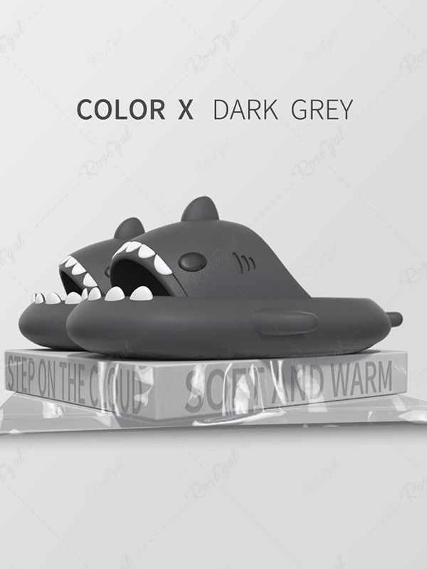 Buy Funny Cute Style Cartoon Shark Shape Indoor Home Chunky Style Cloud Slides Slippers for Men and Women  
