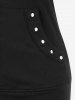 T-shirt Zippé Epaule Dénudée de Grande Taille avec Rivets - Noir M | US 10