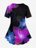Plus Size Glitter Flower Print T-shirt -  
