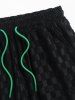 Short de Sport Caractère Bande Moulante Lettre Brodée en Jacquard - Noir M