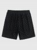 Short de Sport Caractère Bande Moulante Lettre Brodée en Jacquard - Noir XXL