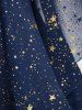 Plus Size Foil Stamping Star Print Buckle Ruched Sheer Layered T-shirt -  