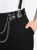 Plus Size Punk Grommet Chains Capri Suspender Pants -  