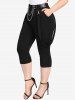 Pantalon Capri à Bretelle Chaîne de Grande Taille à Œillet - Noir M | US 10