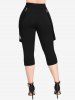 Pantalon Capri à Bretelle Chaîne de Grande Taille à Œillet - Noir M | US 10