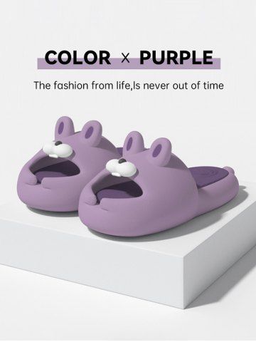 Cute Cartoon Rabbit Shape Soft-soled Indoor Antiskid Slippers for Women and Men - PURPLE - EU (38-39)