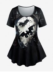 Gothic Bat Castle Print Short Sleeves T-shirt -  