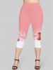 Tied Heart Buckle Ruched Tank Top and Capri Leggings Plus Size Summer Outfit -  