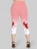 Tied Heart Buckle Ruched Tank Top and Capri Leggings Plus Size Summer Outfit -  