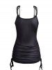 Flower Skull Wing Print Cinched Tie Shoulder Tank Top -  
