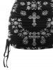 Flower Skull Wing Print Cinched Tie Shoulder Tank Top -  