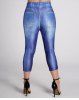 Plus Size 3D Faux Denim Butterfly Print Elastic Waist Capri Leggings -  