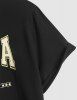 Preppy Casual Rib Collar ALASKA IS THE LAST FRONTIER Letter Eagle Graphic Short Sleeves T Shirt With Drawstring Shorts Set -  