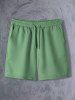 Solid Color Short Sleeves Shirt and Casual Shorts Two Pieces Set -  