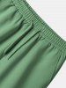 Solid Color Short Sleeves Shirt and Casual Shorts Two Pieces Set -  