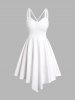 Short Sleeve Mock Button Top And Ruched Bust Crisscross Asymmetric Dress Set -  