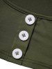 Short Sleeve Mock Button Top And Ruched Bust Crisscross Asymmetric Dress Set -  
