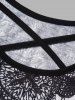 Contrast Colorblock Crisscross Flower Printed Cinched Long Tank Top -  