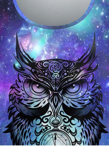 Plus Size Galaxy Owl Print Short Sleeves T-shirt