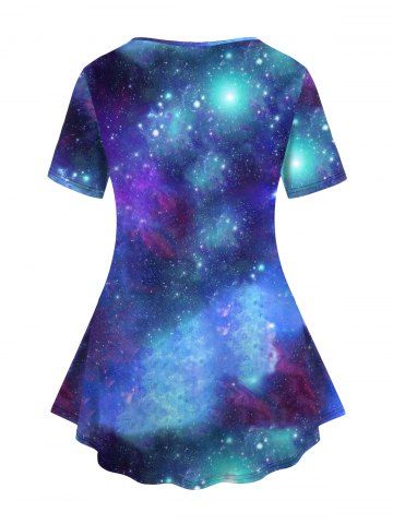 Plus Size Galaxy Owl Print Short Sleeves T-shirt