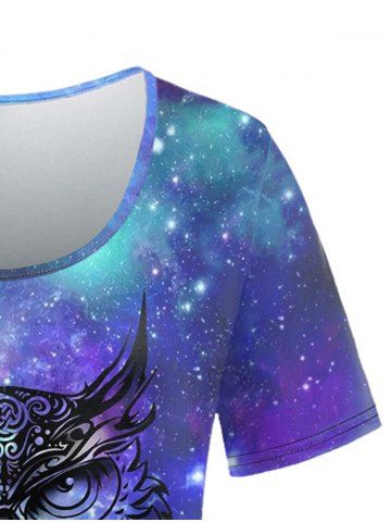 Plus Size Galaxy Owl Print Short Sleeves T-shirt