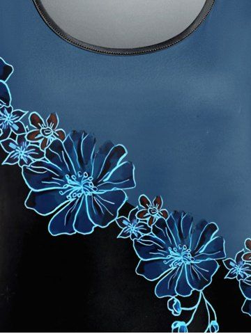 Plus Size Colorblock Flower Print Short Sleeves T-shirt