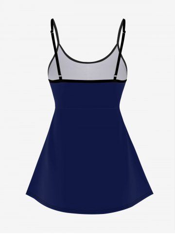 Owl Leaves Print Boyleg Tankini Swimsuit (Adjustable Shoulder Strap)